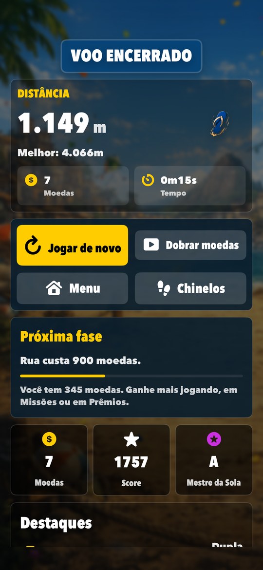 Tap Flip Flop result screen